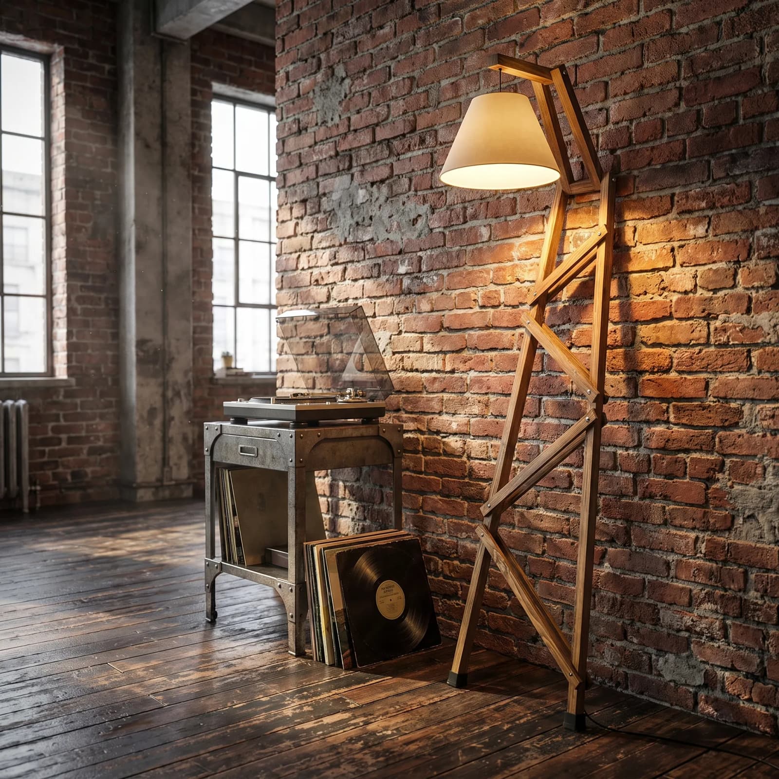 Wall Leaning Standing Floor Wooden Lamp 6