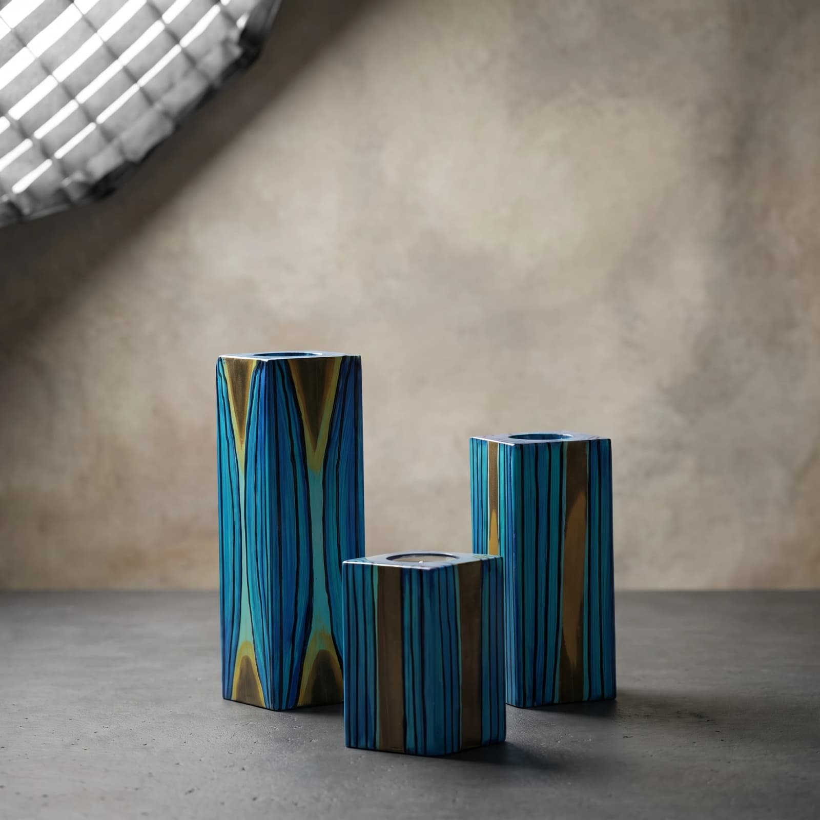 Abstract Geometric Wooden Tealight Holder Set (3-Piece) 3