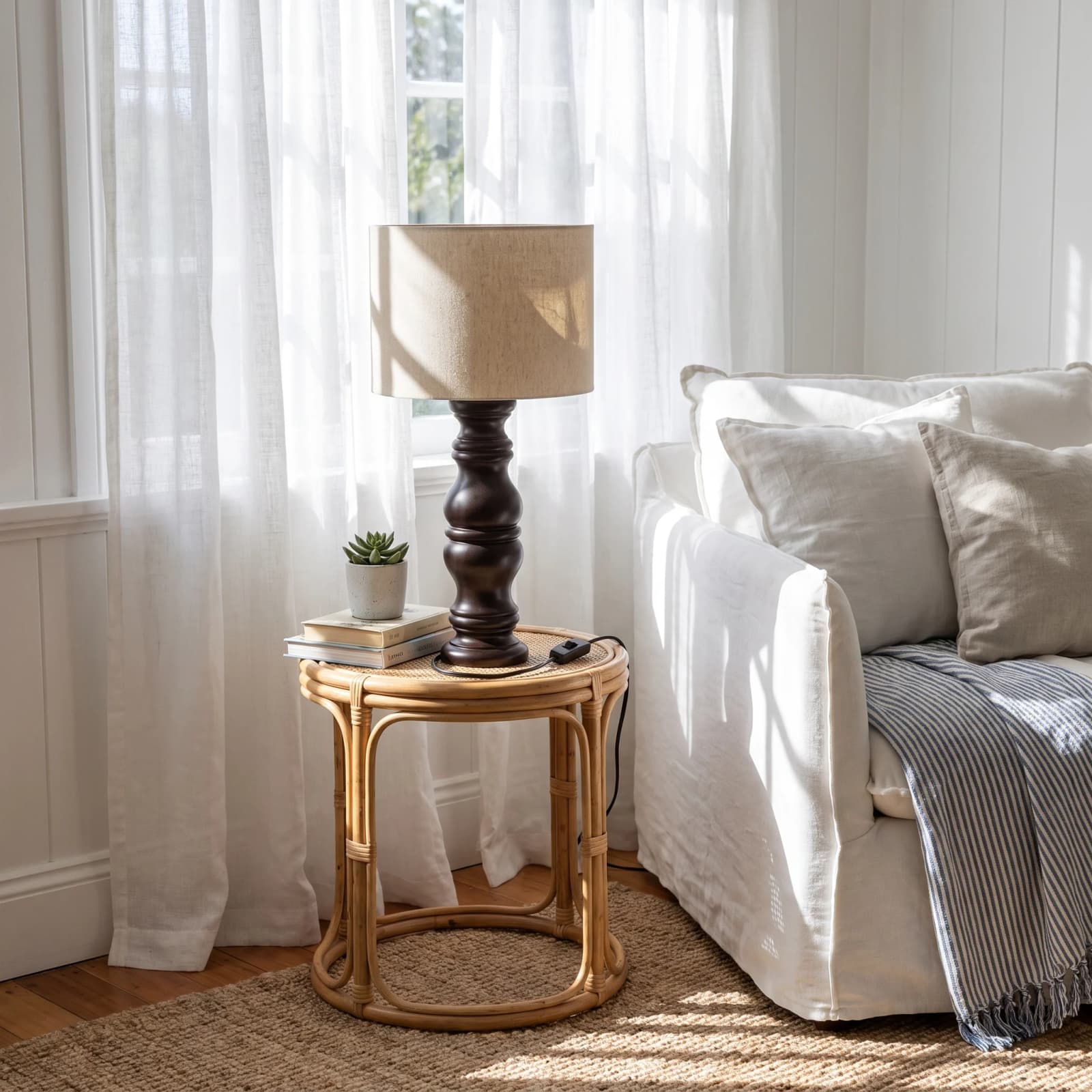 Midcentury Segmented Wooden Table Lamp 6