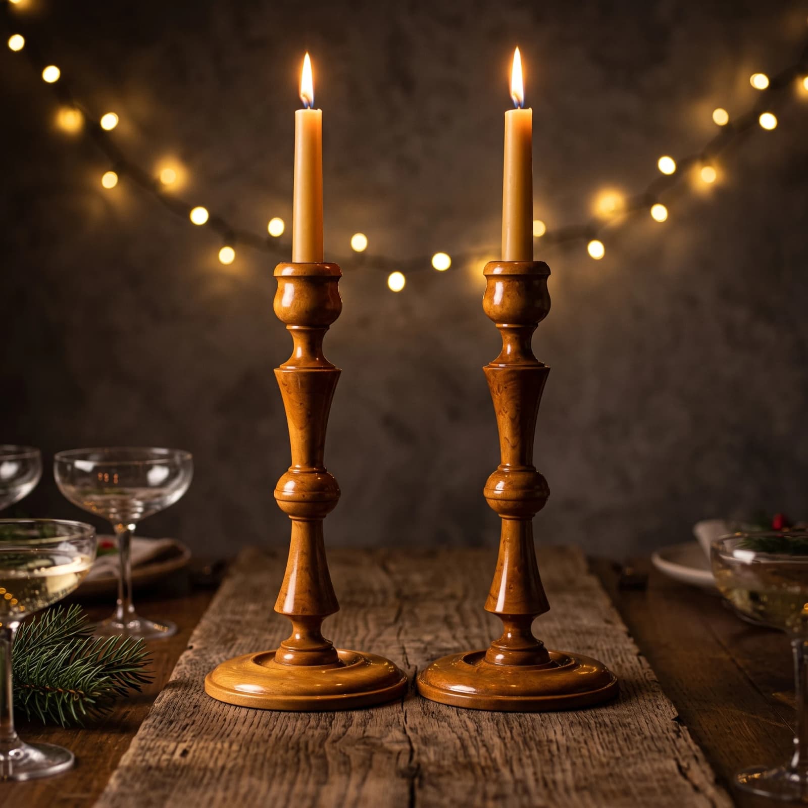 Two Classic Wooden Candle Holders 4