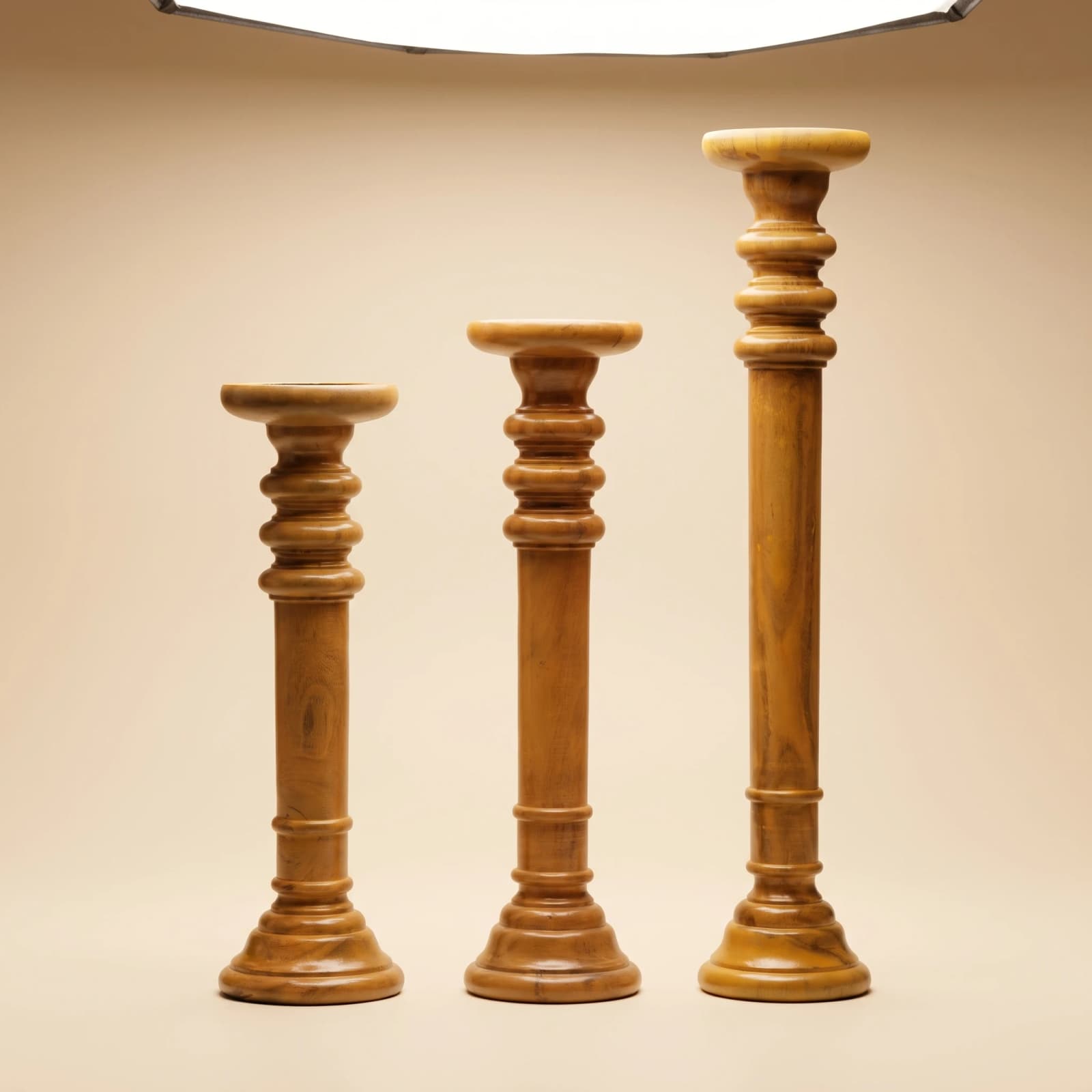 Tall Wood Pillar Candlestick Holder (Set of 3) 6