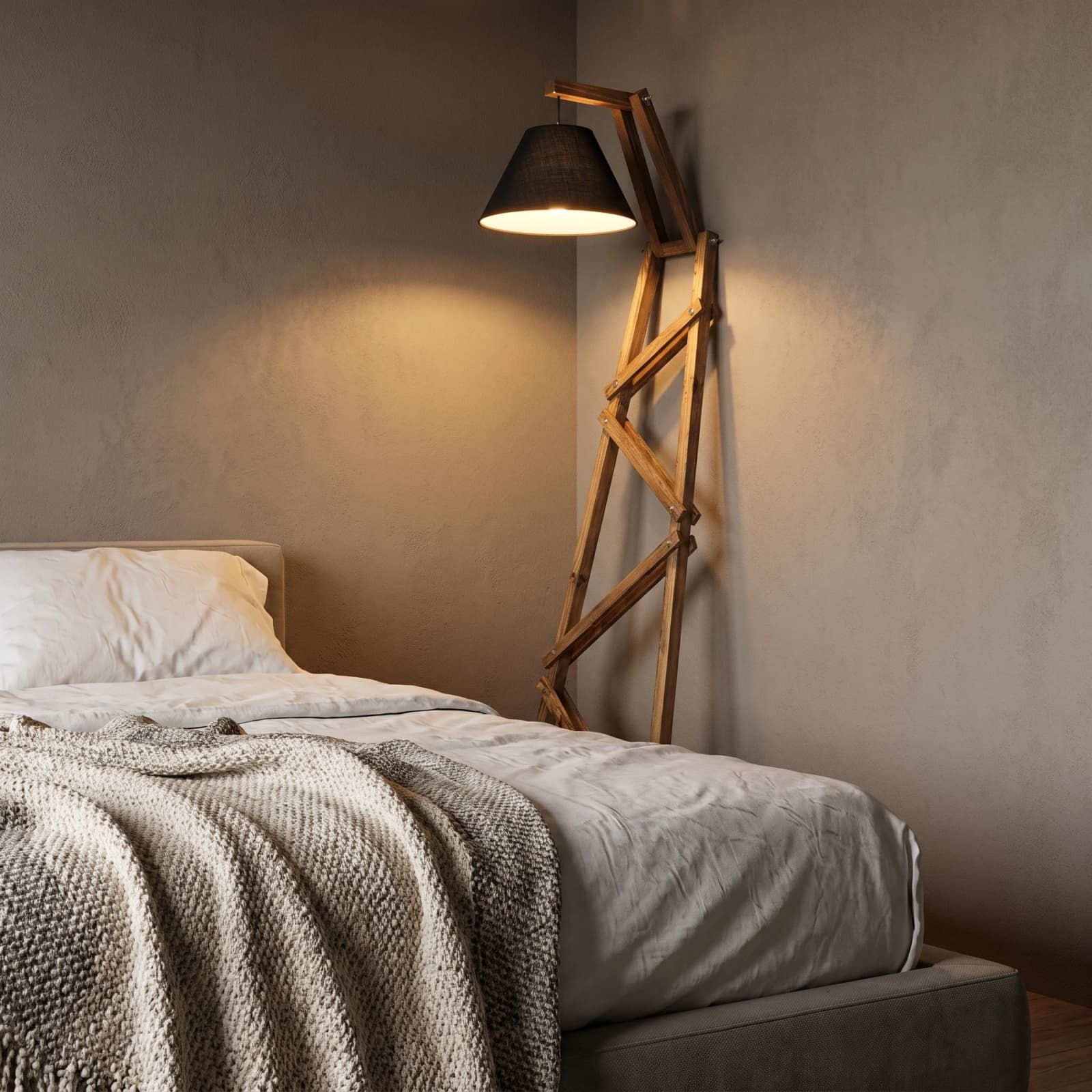 Wall Leaning Standing Floor Wooden Lamp 5