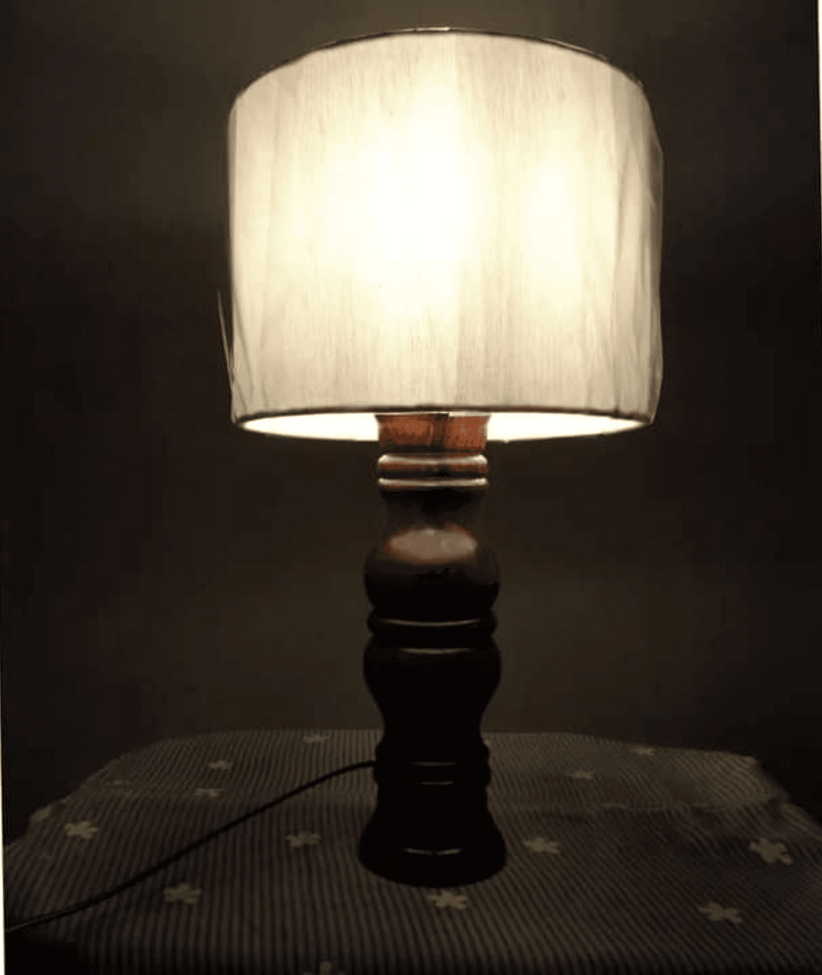 Midcentury Segmented Wooden Table Lamp