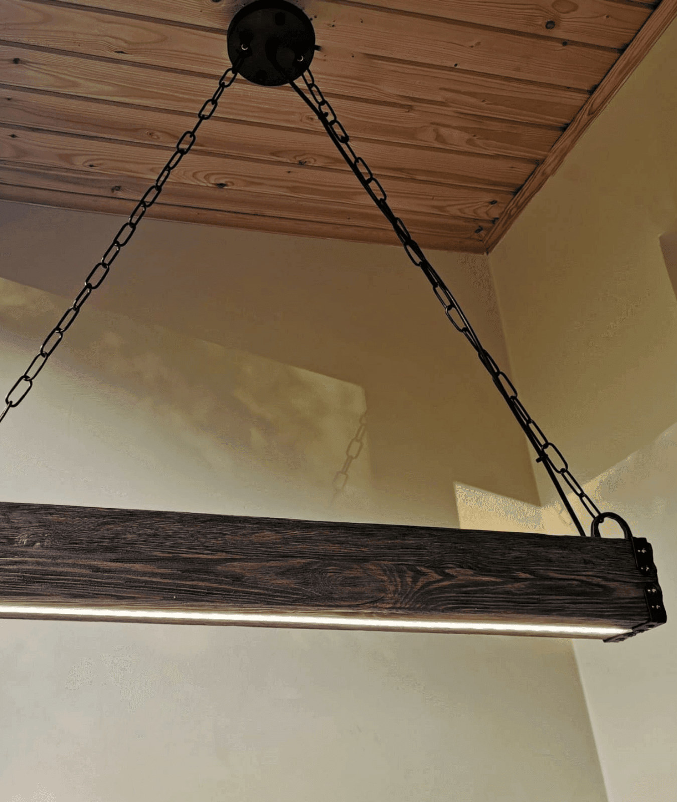 Rustic Wood Beam LED Pendant Hanging Wooden Lamp