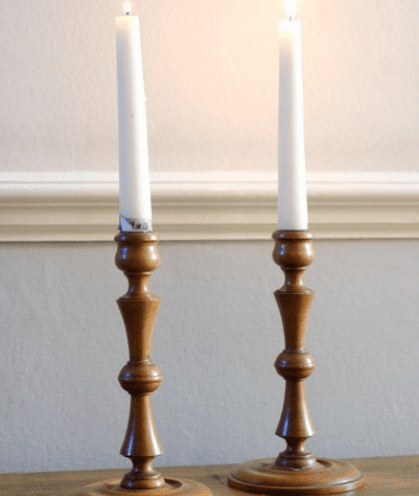 Two Classic Wooden Candle Holders