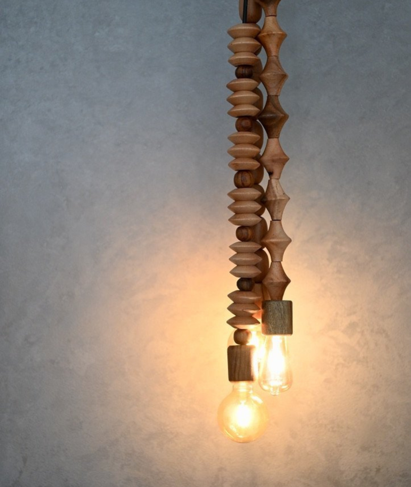 Geometric Wooden Beads String Droplight Hanging Lamp by Lamp & Glow