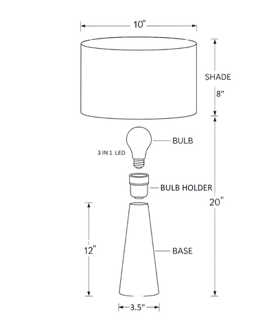 Oak Cone Shape Bedside Table Lamp