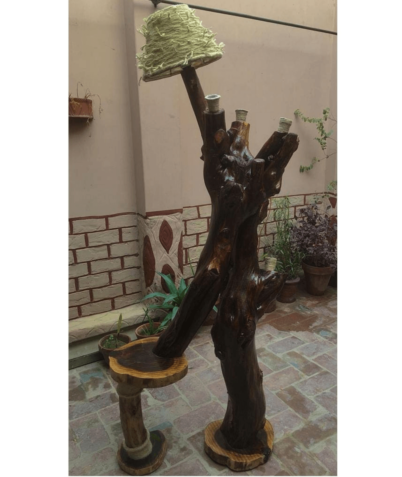 Sophisticated Outdoor Wooden Log Lamp 