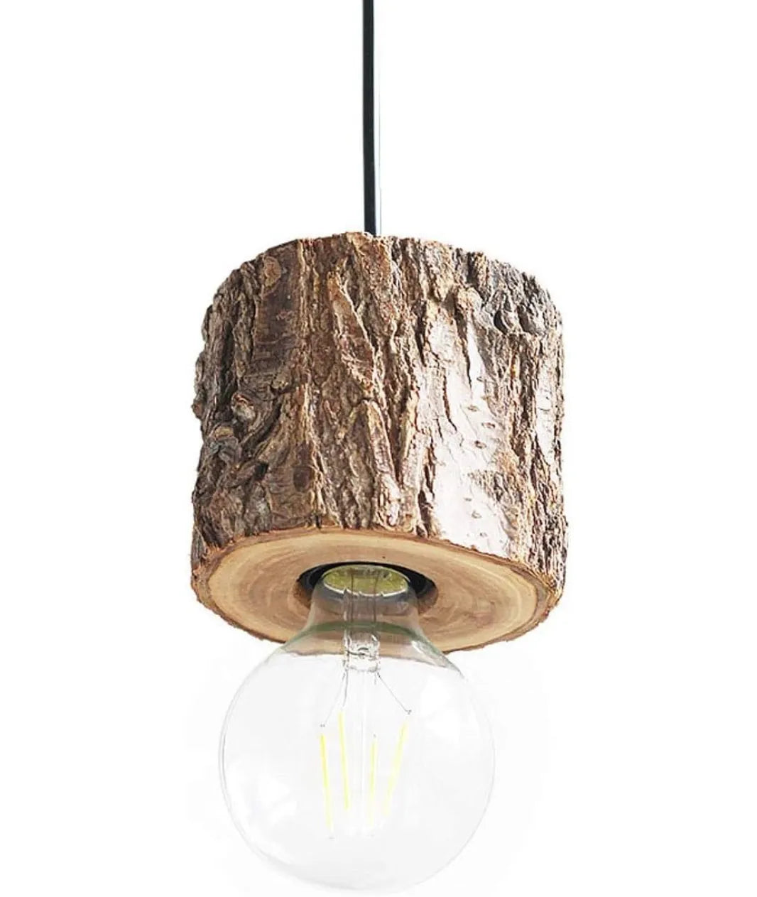 Original Wood Log Hanging Pendent Lamp by Lamp and Glow