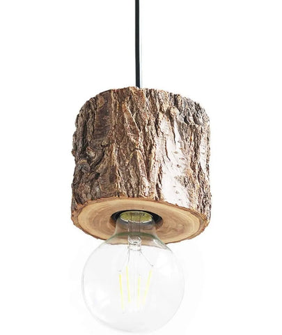 Original Wood Log Hanging Pendent Lamp by Lamp and Glow