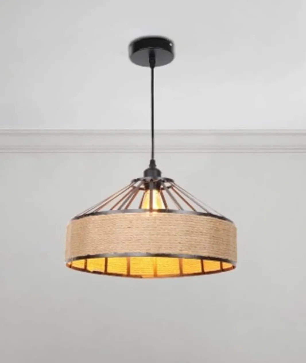 Hemp Rope Metal Hollow Pendant Light