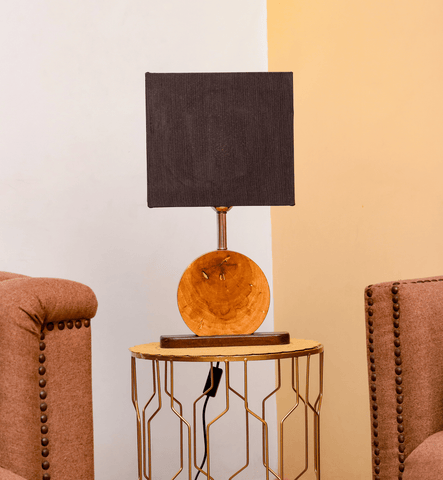 Moon Table Lamp / Large Round Wood Table Lamp by Lamp & Glow