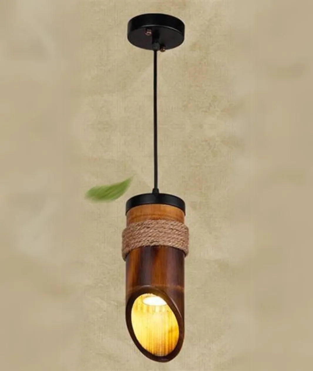 Original Bamboo Style Hanging Wooden Lamp by Lamp and Glow