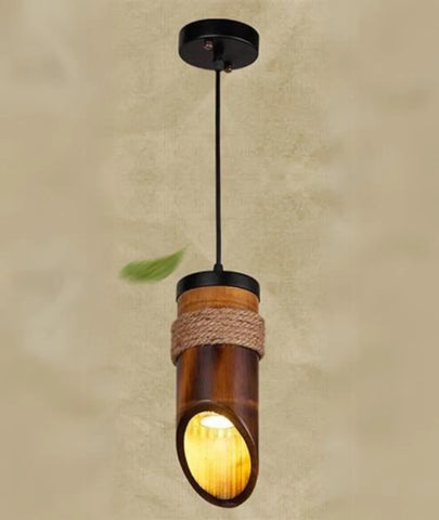 Original Bamboo Style Hanging Wooden Lamp by Lamp and Glow