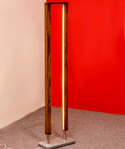 LED Base Floor Standing Wooden Lamp