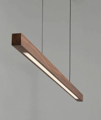 Minimalist Ash Wood Linear LED Pendant by Lamp and Glow