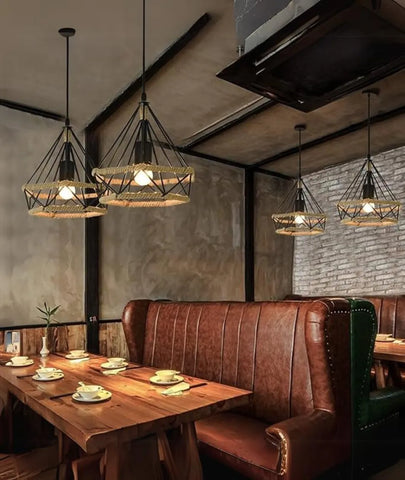 Hemp Rope Iron Wire Diamond Cage in Resturants