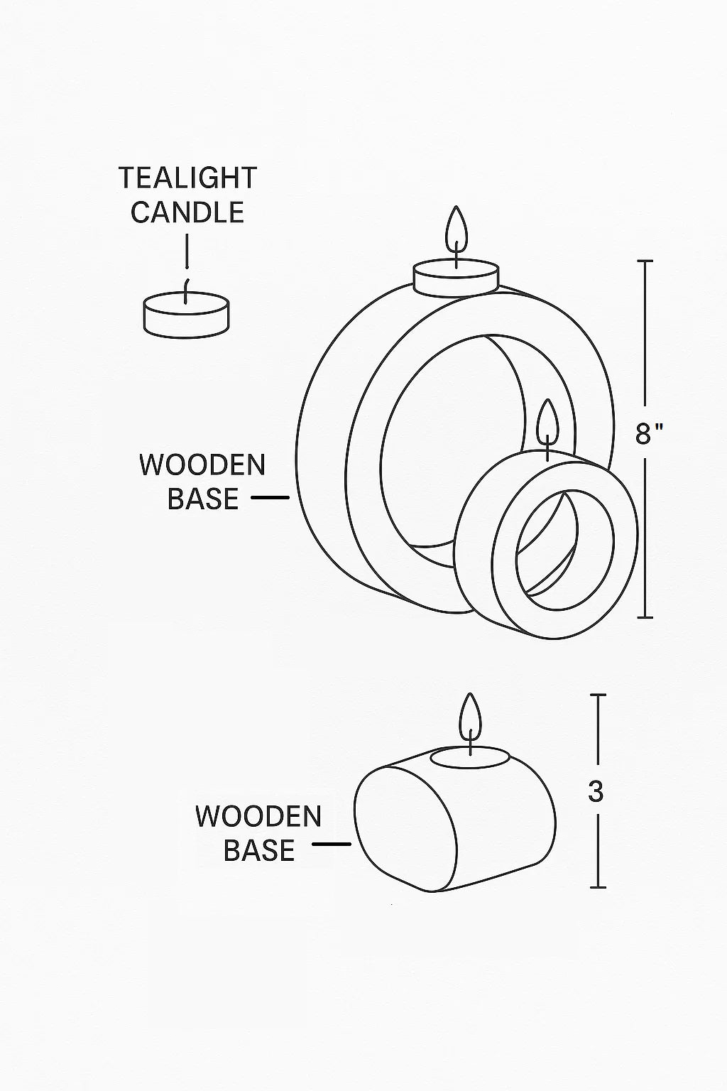 Concentric  Wooden Candle Holder