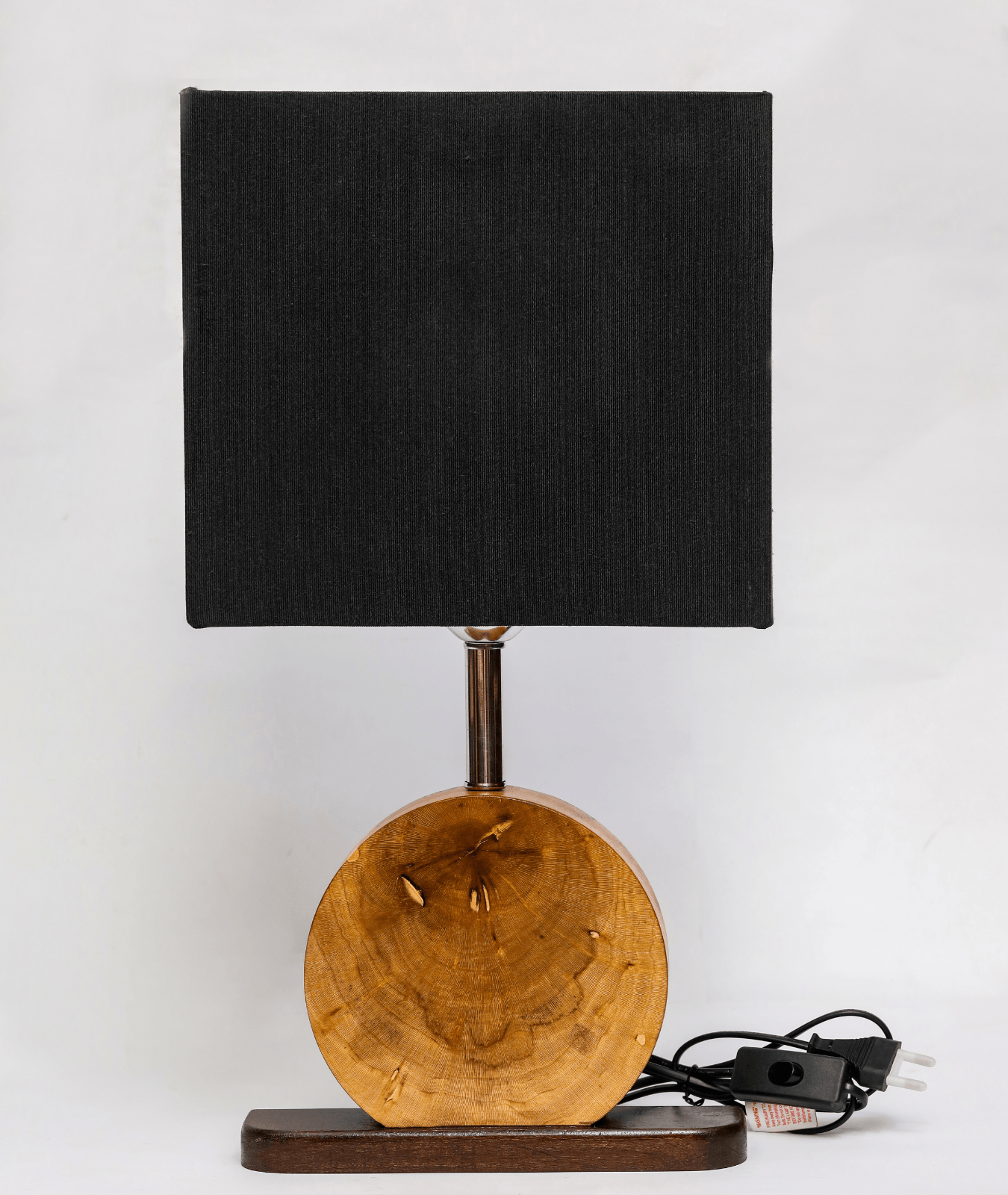 Large Round Wood Table Lamp
