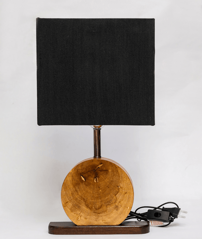 Large Round Wood Table Lamp