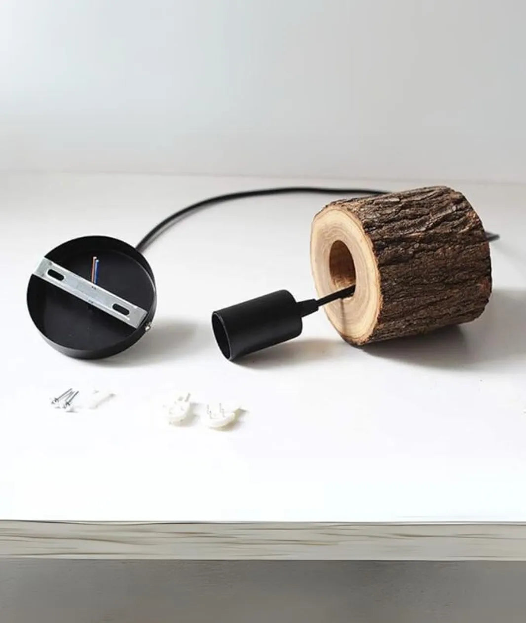 Wood Log Hanging and bulb holder