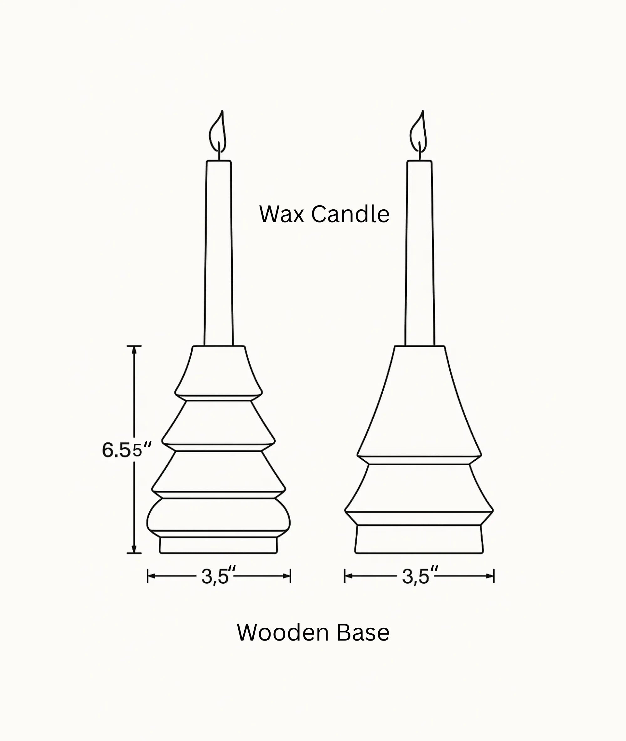 Cone-Shaped Wooden Candlestick Holders