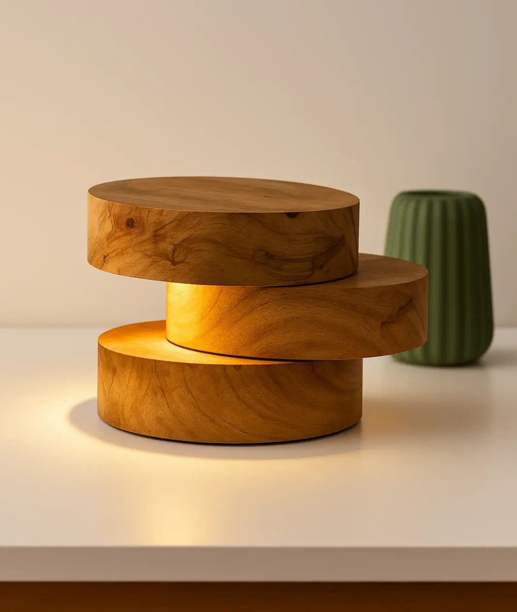 Wooden log Cutting Lamp