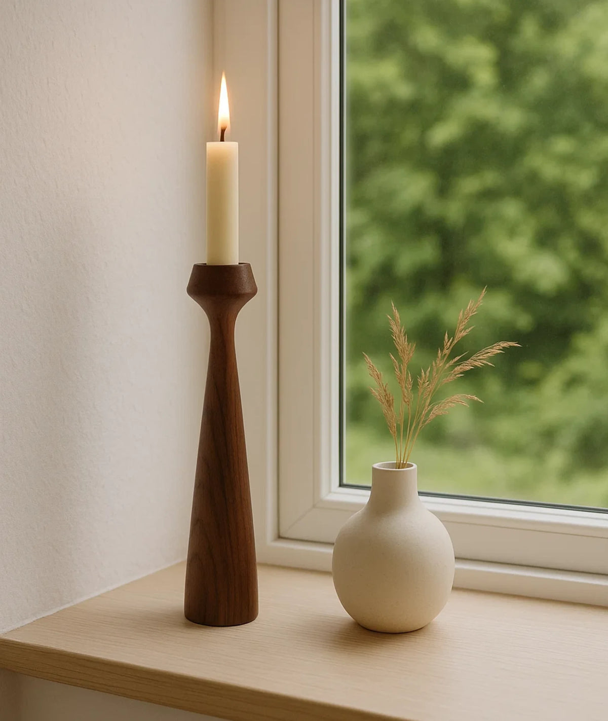 DIY Oak Wooden Candlestick Holder