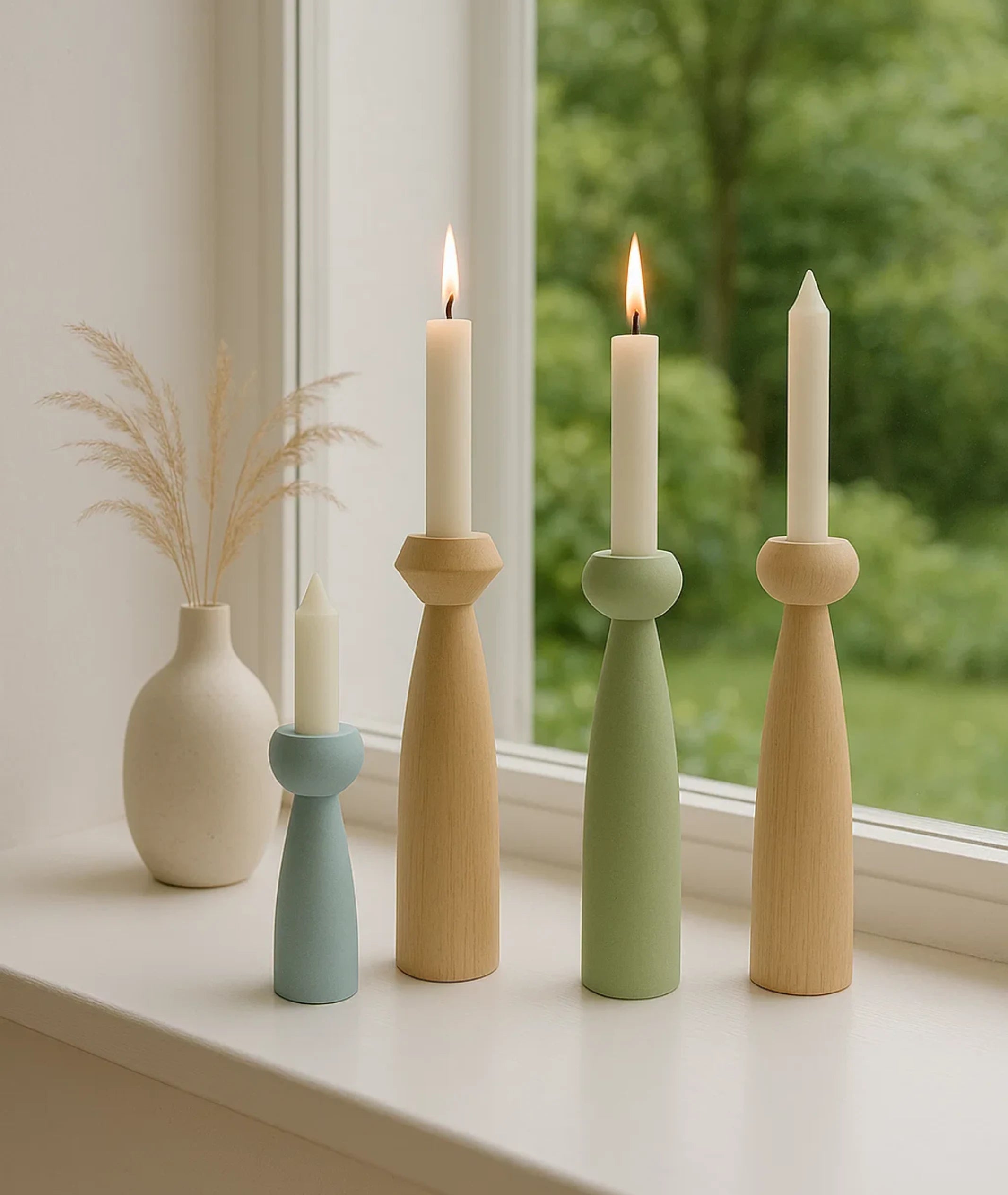 DIY Oak Wooden Candlestick Holder
