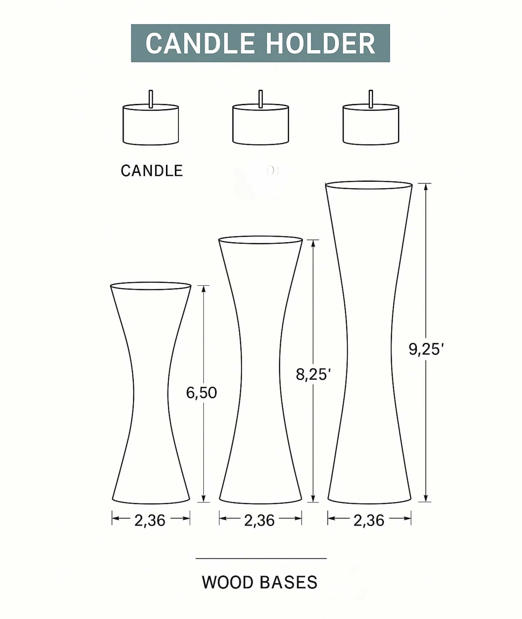 Geo Tapered Wooden Candlestick Holder