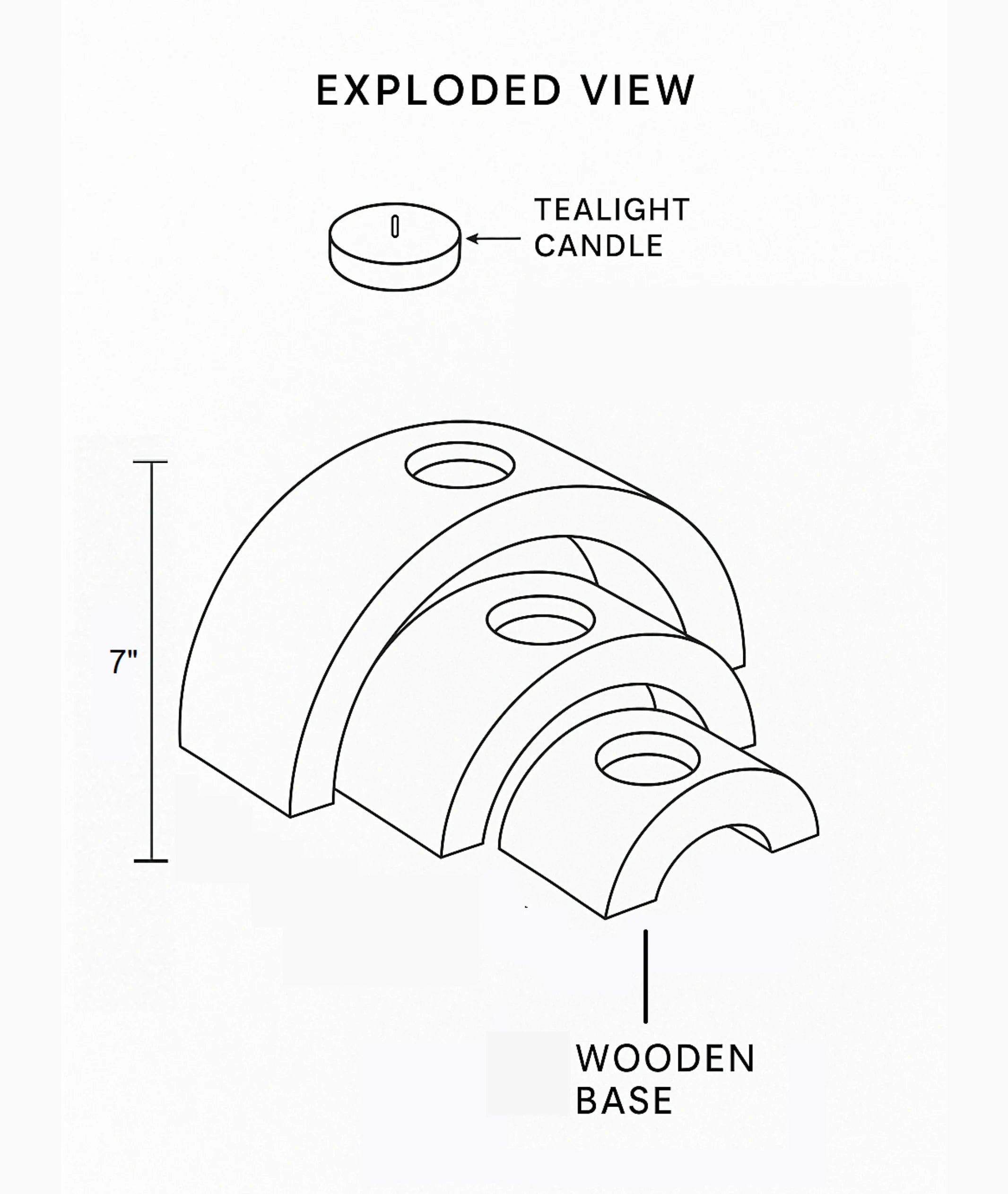 Handmade Decorative Wooden Tealight Holders Wood Half Set of 3