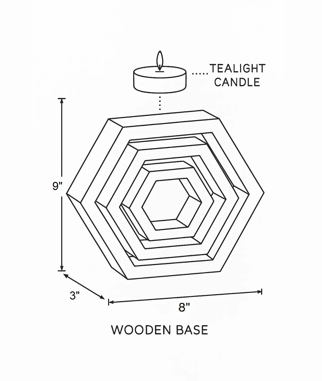 Hexagonal Shaped Modern Wooden Candle Holder