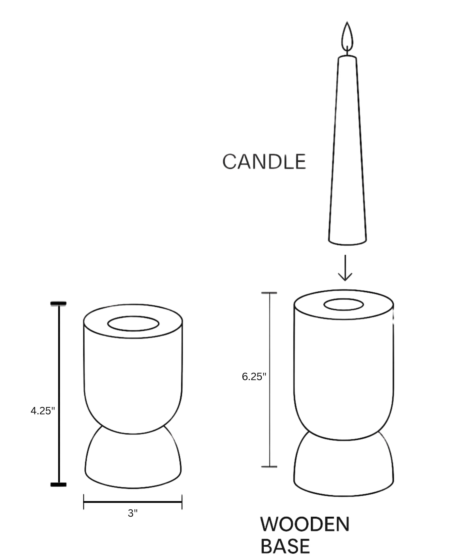 Ingrid Taper Wooden Candlestick Holder