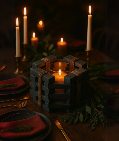 Interlocking Timber Wooden Tealight Holder