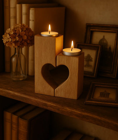 Sweetheart Love Light Wooden Candle Holders