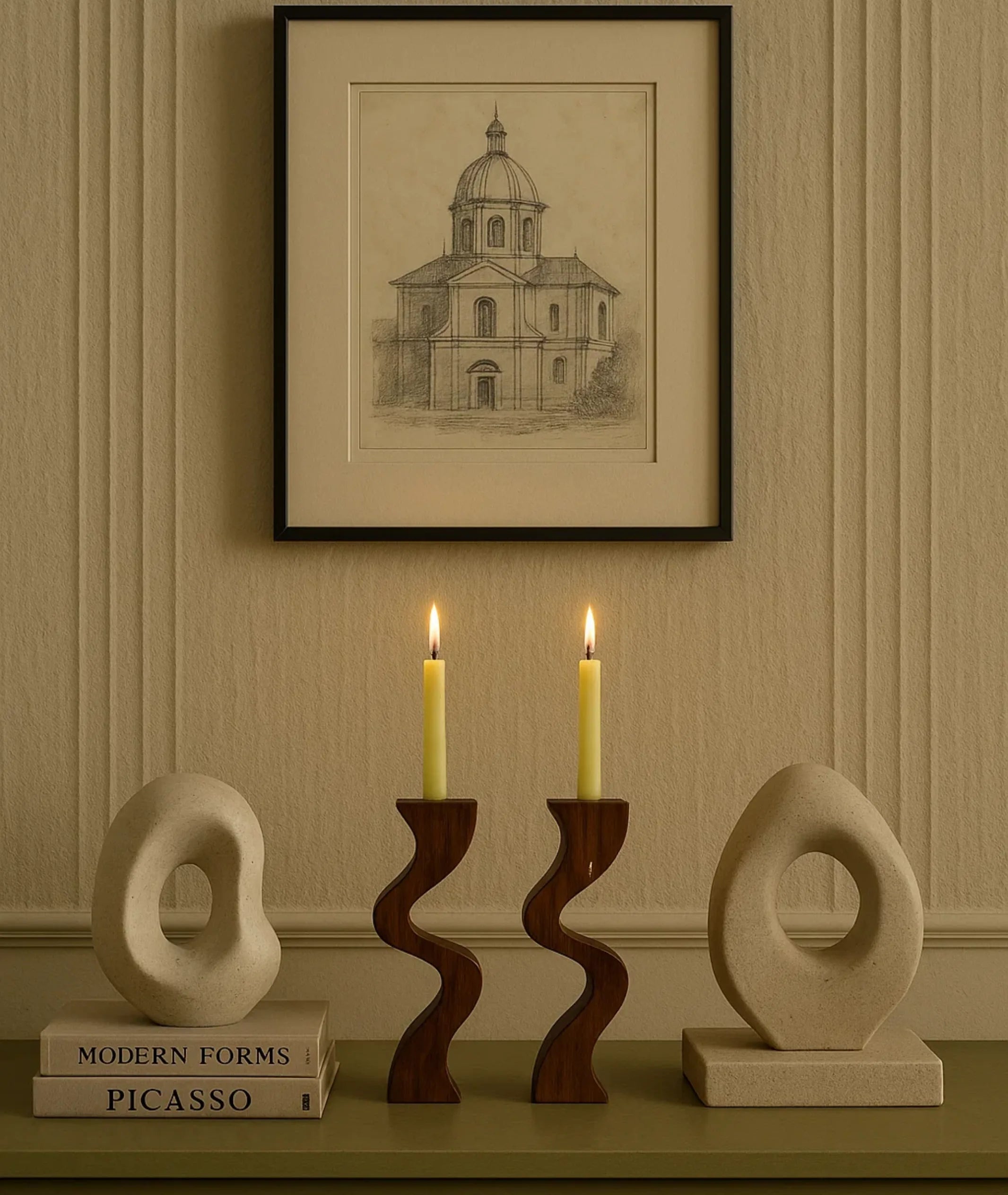 Swirl Wooden Candlestick Holder