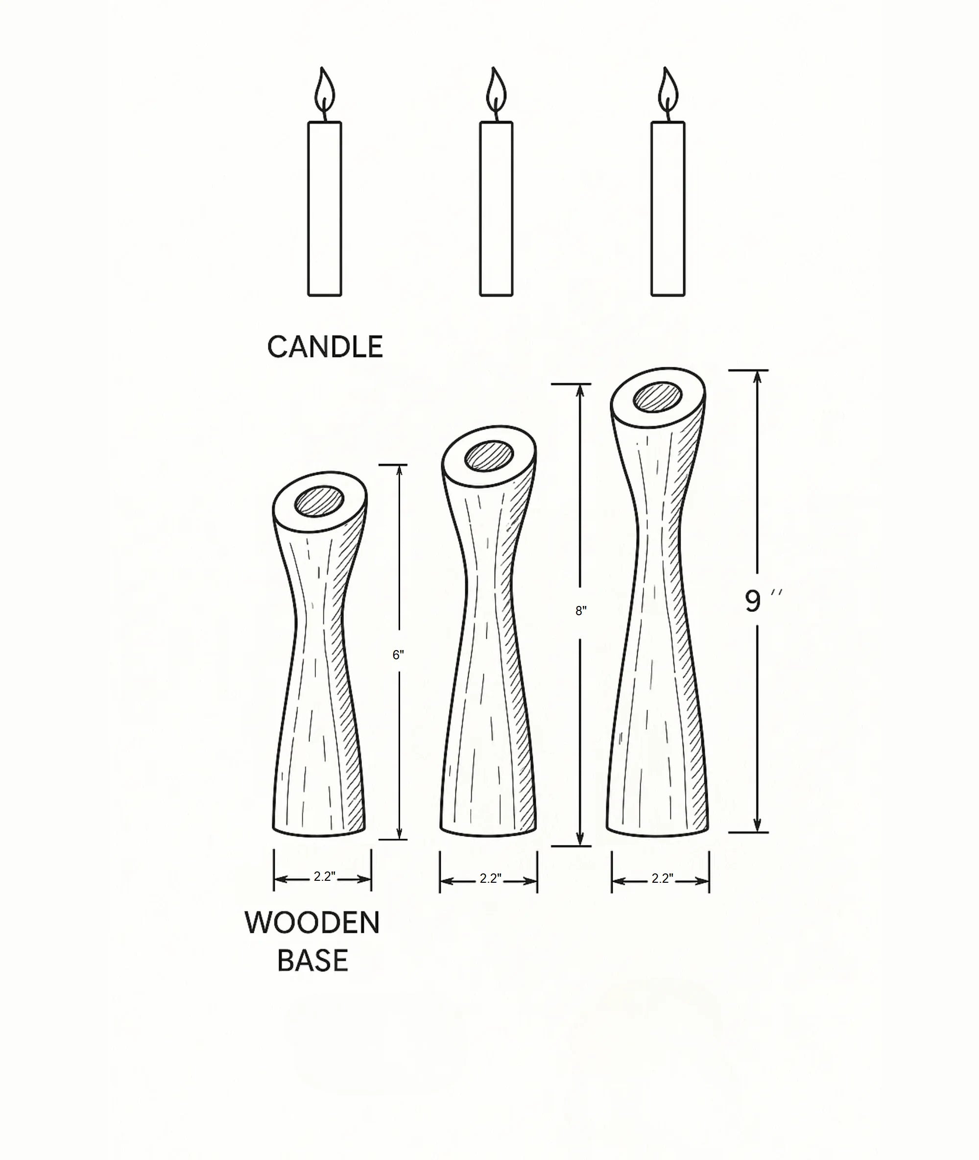 Tapered Silhouette Wooden Candle Holders