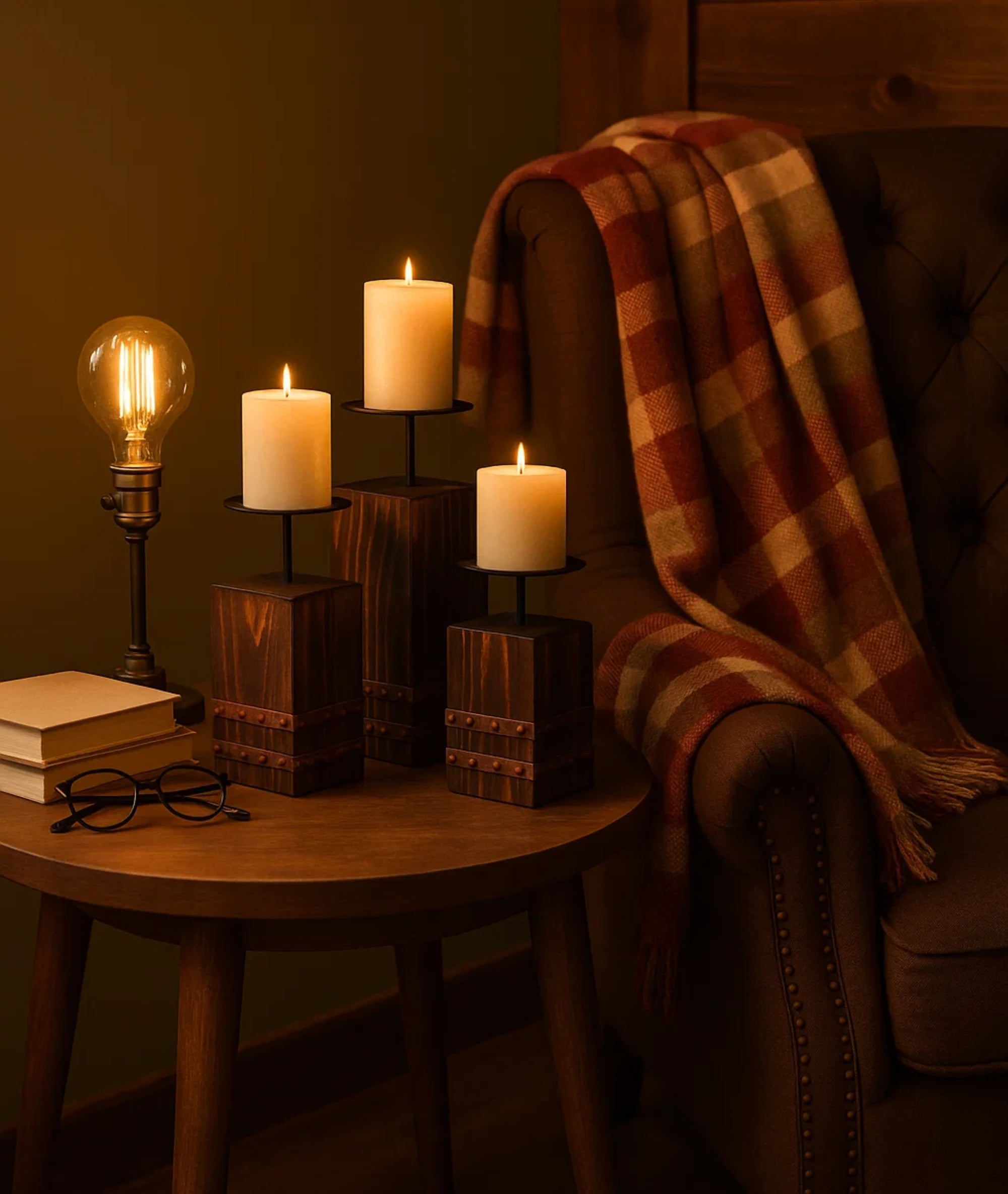 Tempe Wooden Candle Holder