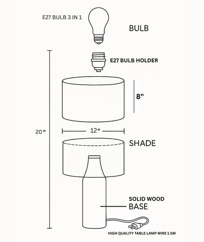 VECTOR  Table Lamp | Wooden Bedside Lamp