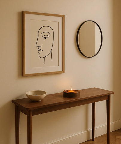 Vintage Teak Wood Round Tealight Candle Holder