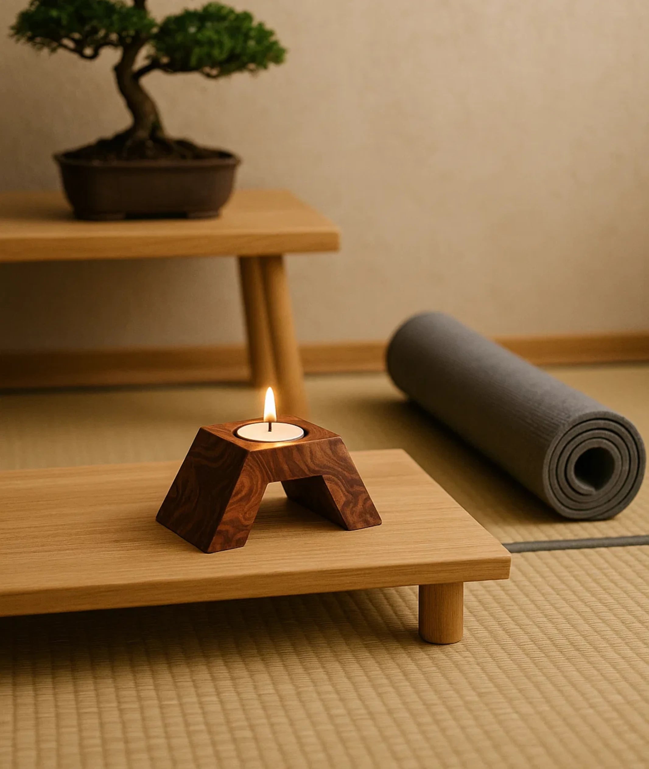 Wooden Stairs Tealight Candle Holder