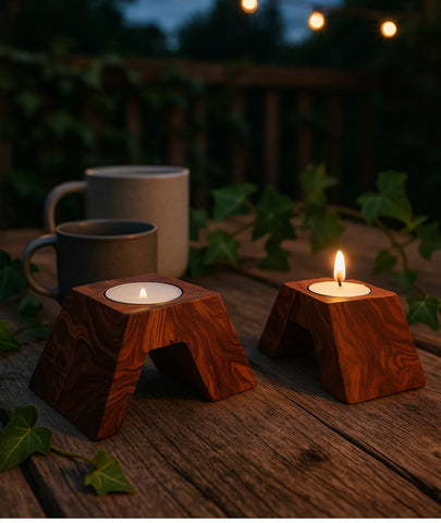 Wooden Stairs Tealight Candle Holder