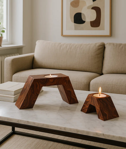 Wooden Stairs Tealight Candle Holder