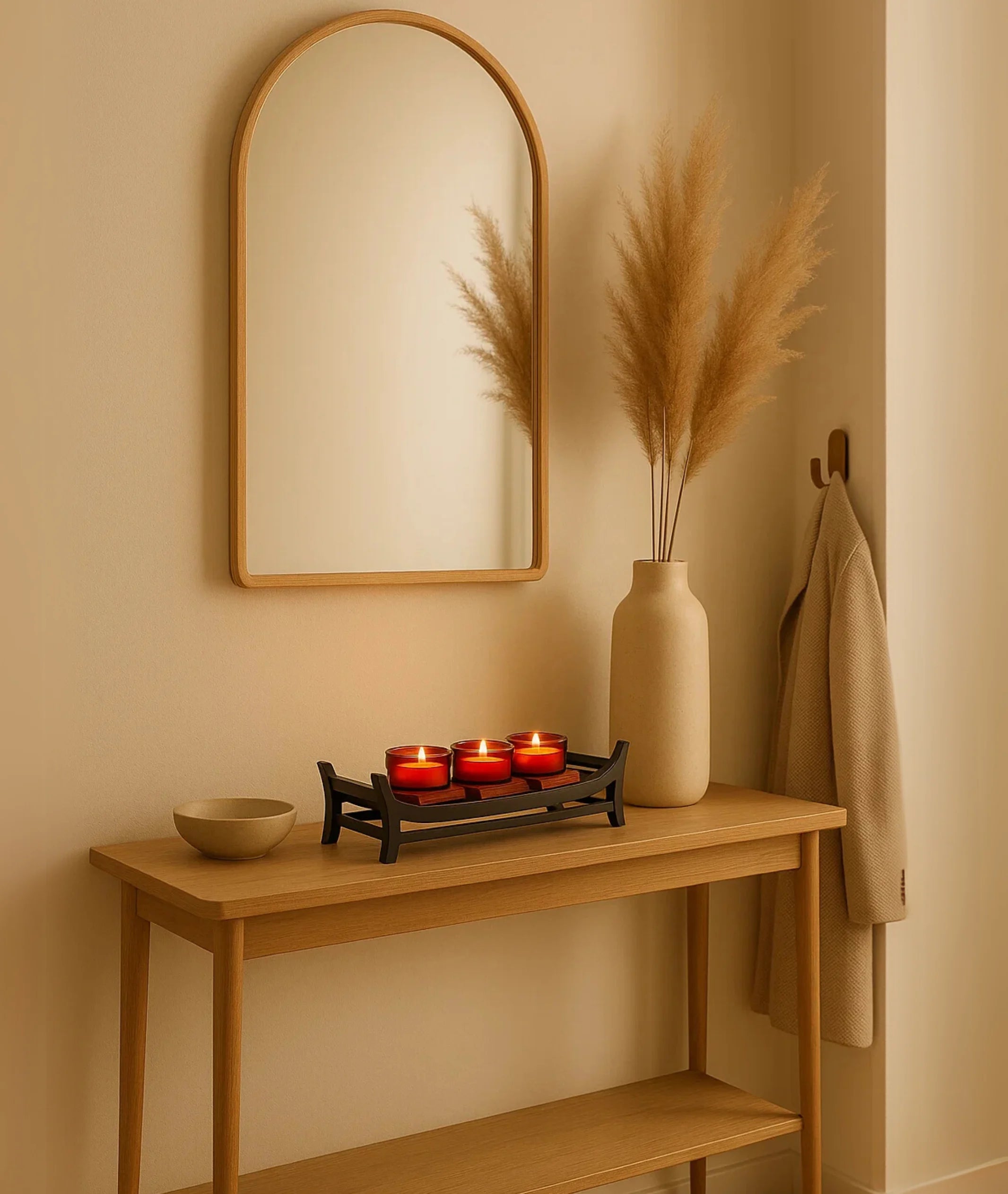 Zen-Inspired Wooden and Glass Candle Holder