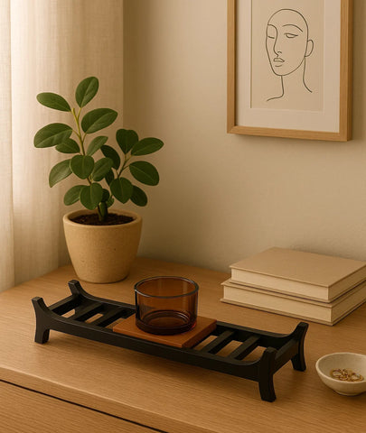 Zen-Inspired Wooden and Glass Candle Holder